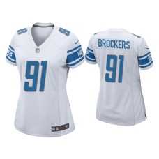 Women's Detroit Lions #91 Michael Brockers White Game Jersey