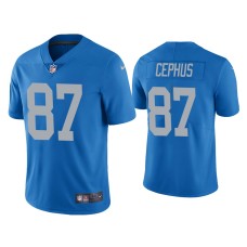 Men's Detroit Lions #87 Quintez Cephus Vapor Limited Blue Jersey