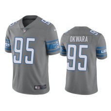 Men's Detroit Lions #95 Nike Romeo Okwara Gray Color Rush Limited Jersey