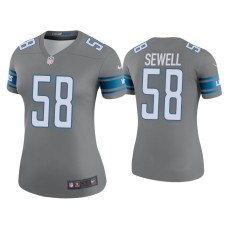 Women's Detroit Lions #58 Color Rush Legend Penei Sewell Steel Jersey