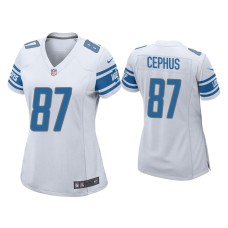 Women's Detroit Lions #87 Quintez Cephus White Game Jersey