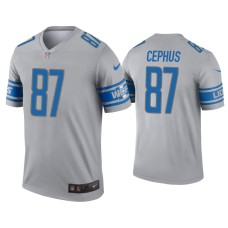 Men's Detroit Lions #87 Quintez Cephus Gray Inverted Legend Jersey