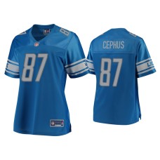 Women's Detroit Lions #87 Quintez Cephus Blue Pro Line Jersey