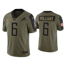 Men's Detroit Lions #6 Tyrell Williams Olive 2021 Salute To Service Limited Jersey