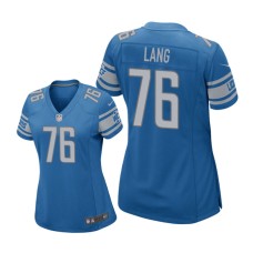 Women's Detroit Lions #76 Blue T. J. Lang Nike Game Jersey