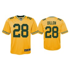 Youth Green Bay Packers #28 A. J. Dillon Gold Inverted Game Jersey