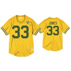 Men's Green Bay Packers #33 Aaron Jones Gold 75th Anniversary Throwback Jersey