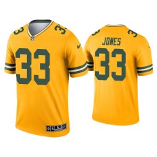 Men's Green Bay Packers #33 Aaron Jones Gold Inverted Legend Jersey