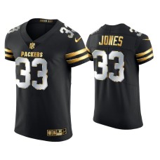 Men's Green Bay Packers #33 Aaron Jones Black Golden Edition Elite Jersey