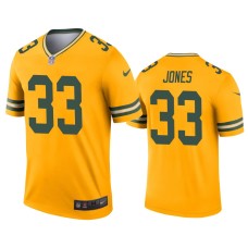 Men's Green Bay Packers #33 Aaron Jones Gold Inverted Legend Jersey