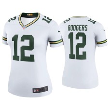 Women's Green Bay Packers #12 Color Rush Legend Aaron Rodgers White Jersey