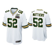 Men's Green Bay Packers #52 Clay Matthews White 4X Super Bowl Champions Patch Game Jersey