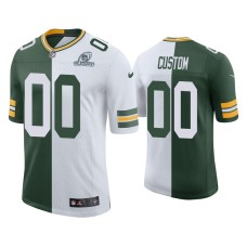 Men's Green Bay Packers #00 Custom Green White 2020 NFL Playoffs Split Jersey