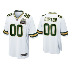 Men's Green Bay Packers #00 Custom White 4X Super Bowl Champions Patch Game Jersey