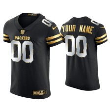 Men's Green Bay Packers #00 Custom Black Golden Edition Elite Jersey