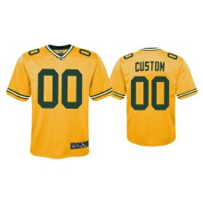 Youth Green Bay Packers #00 Custom Gold Inverted Game Jersey