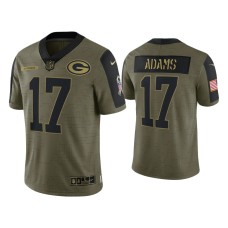 Men's Green Bay Packers #17 Davante Adams Olive 2021 Salute To Service Limited Jersey