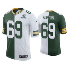 Men's Green Bay Packers #69 David Bakhtiari Green White 2020 NFL Playoffs Split Jersey