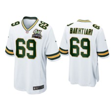 Men's Green Bay Packers #69 David Bakhtiari White 4X Super Bowl Champions Patch Game Jersey