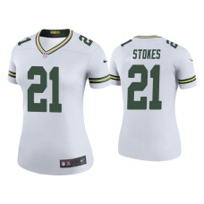 Women's Green Bay Packers #21 Color Rush Legend Eric Stokes White Jersey