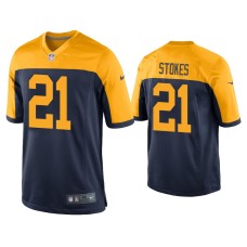 Men's Green Bay Packers #21 Eric Stokes Navy Throwback Game Jersey