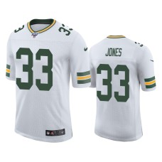 Men's Green Bay Packers #33 Aaron Jones 100th Season White Vapor Limited Jersey