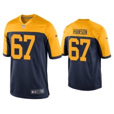 Men's Green Bay Packers #67 Jake Hanson Navy Throwback Game Jersey