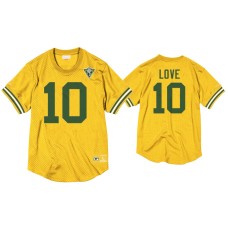 Men's Green Bay Packers #10 Jordan Love Gold 75th Anniversary Throwback Jersey