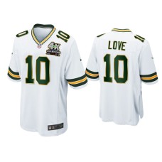 Men's Green Bay Packers #10 Jordan Love White 4X Super Bowl Champions Patch Game Jersey