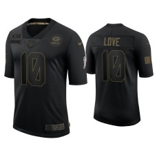 Men's Green Bay Packers #10 Jordan Love Black 2020 Salute to Service Limited Jersey