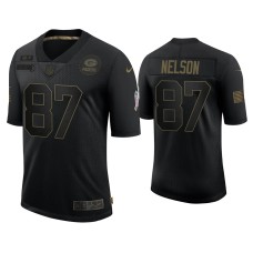 Men's Green Bay Packers #87 Jordy Nelson Black 2020 Salute to Service Retired Jersey