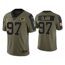 Men's Green Bay Packers #97 Kenny Clark Olive 2021 Salute To Service Limited Jersey