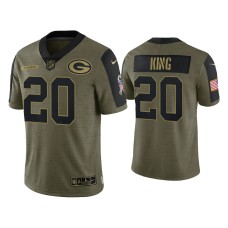 Men's Green Bay Packers #20 Kevin King Olive 2021 Salute To Service Limited Jersey