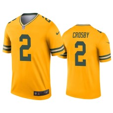 Men's Green Bay Packers #2 Mason Crosby Gold Inverted Legend Jersey