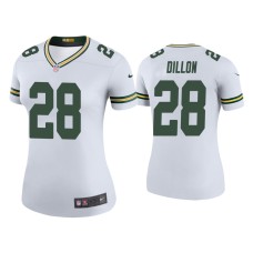 Women's Green Bay Packers #28 Color Rush Legend A.J. Dillon White Jersey