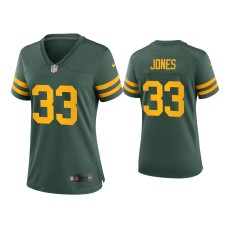 Women's Green Bay Packers #33 Aaron Jones Green Alternate Game Jersey