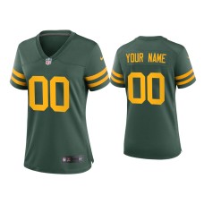 Women's Green Bay Packers #00 Custom Green Alternate Game Jersey