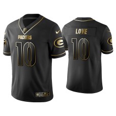 Men's Green Bay Packers #10 Golden Edition Vapor Limited Packers Jordan Love Black Jersey