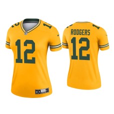 Women's Green Bay Packers #12 Aaron Rodgers Gold Inverted Legend Jersey