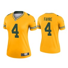 Women's Green Bay Packers #4 Brett Favre Gold Inverted Legend Retired Player Jersey