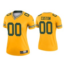 Women's Green Bay Packers #00 Custom Gold Inverted Legend Jersey