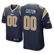 Men's Los Angeles Rams #00 Navy Custom Nike Game Jersey