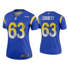 Women's Los Angeles Rams #63 2020 Austin Corbett Royal Legend Jersey