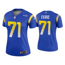 Women's Los Angeles Rams #71 2020 Bobby Evans Royal Legend Jersey