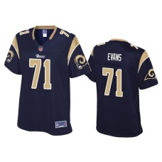 Women's Los Angeles Rams #71 Bobby Evans Navy Pro Line Jersey