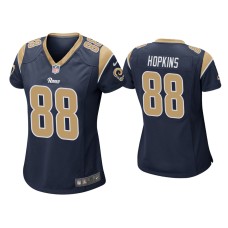 Women's Los Angeles Rams #88 Brycen Hopkins Navy Game Jersey