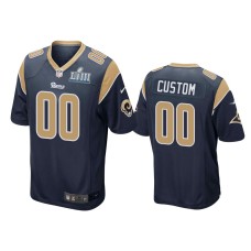 Men's Los Angeles Rams #00 Custom Nike Game Navy Jersey - Super Bowl LIII