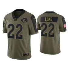 Men's Los Angeles Rams #22 David Long Olive 2021 Salute To Service Limited Jersey