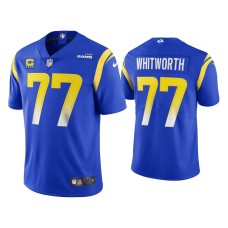 Men's Los Angeles Rams #77 Andrew Whitworth Royal Captain Patch Vapor Limited Jersey