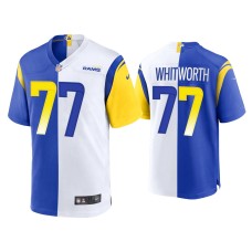 Men's Los Angeles Rams #77 Andrew Whitworth Royal White 2021 Split Game Jersey